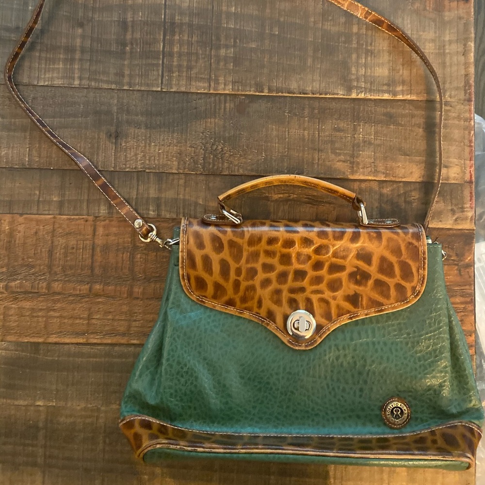 Chic Green and Brown Crossbody Bag
